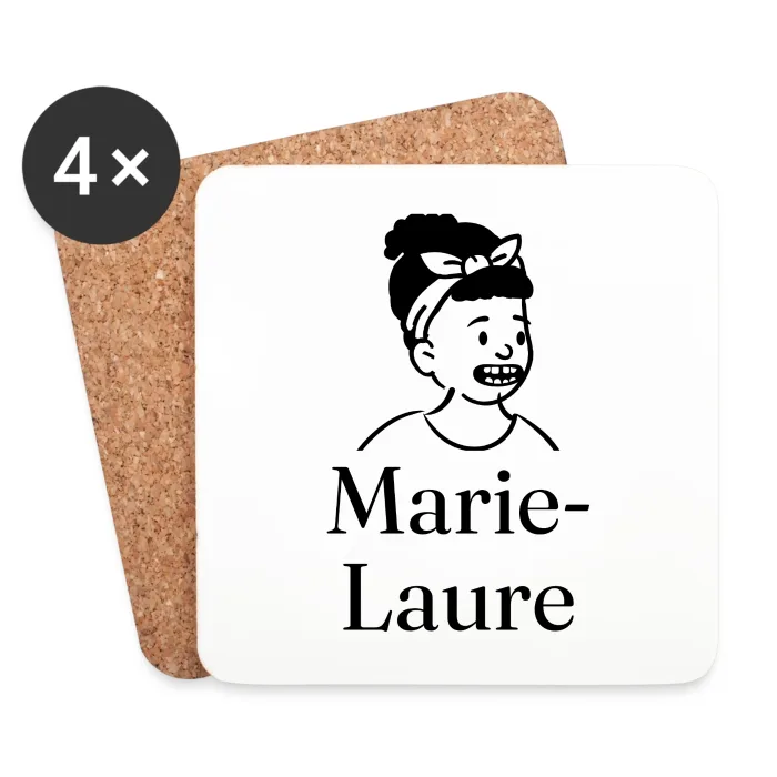 Lot de dessous de verre personnalisés au prénom Marie-Laure