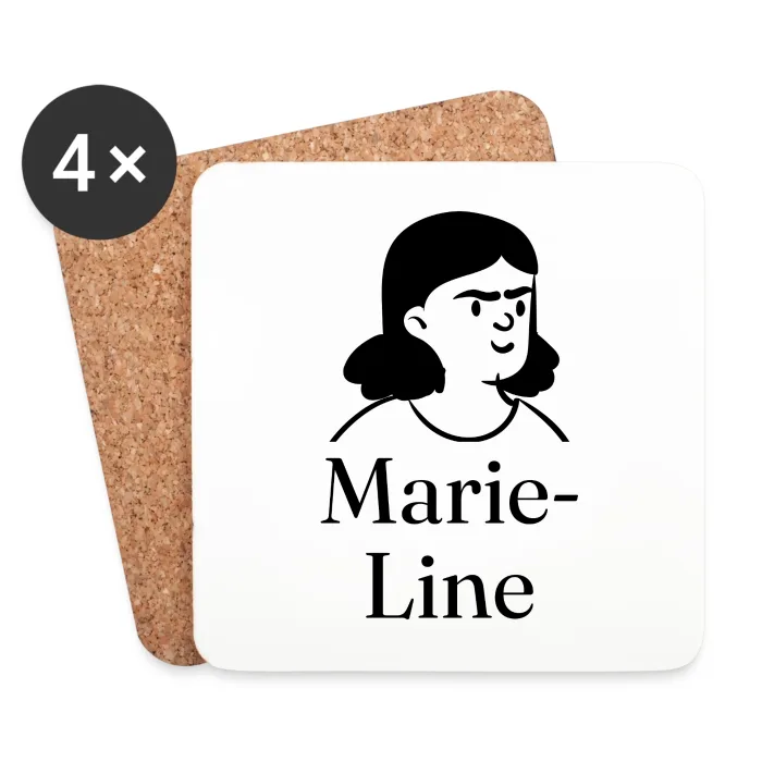 Lot de dessous de verre personnalisés au prénom Marie-Line
