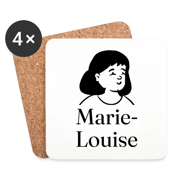 Lot de dessous de verre personnalisés au prénom Marie-Louise