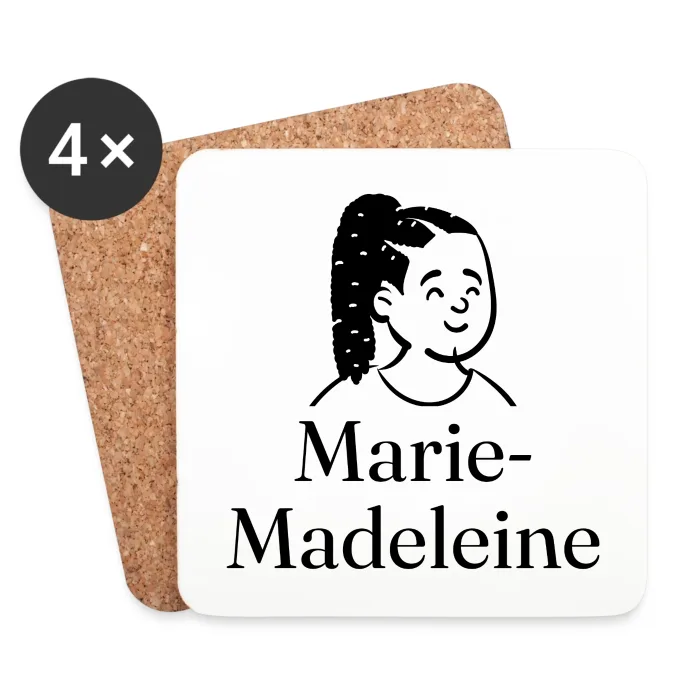 Lot de dessous de verre personnalisés au prénom Marie-Madeleine