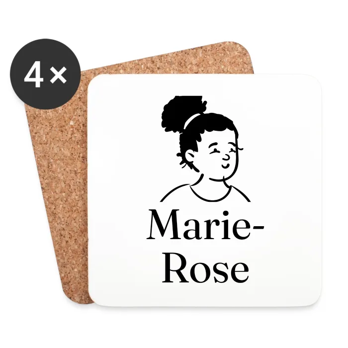 Lot de dessous de verre personnalisés au prénom Marie-Rose