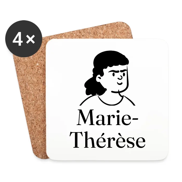 Lot de dessous de verre personnalisés au prénom Marie-Thérèse