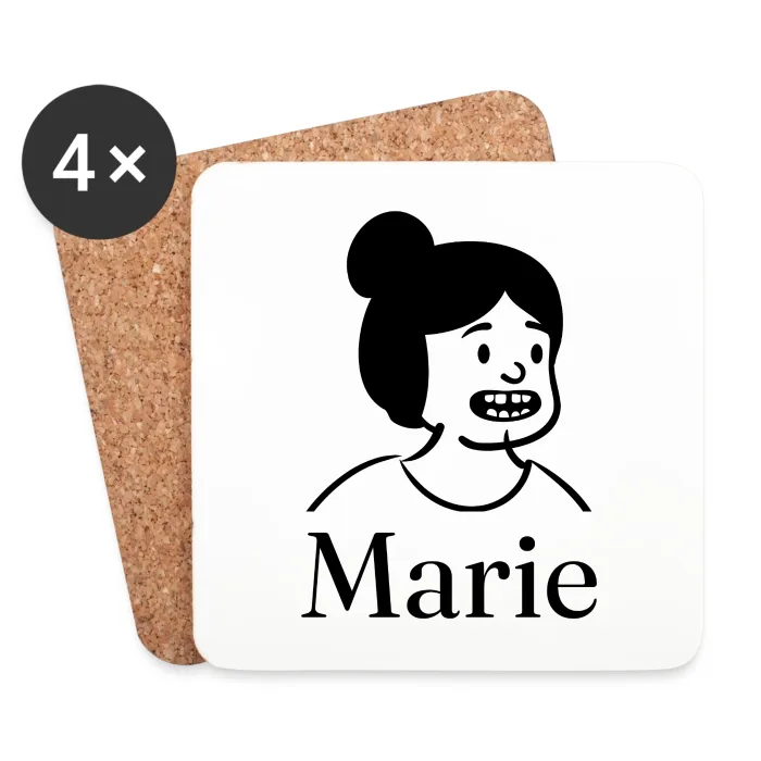 Lot de dessous de verre personnalisés au prénom Marie