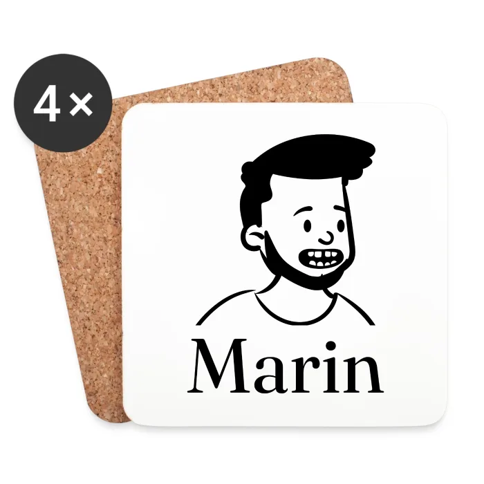Lot de dessous de verre personnalisés au prénom Marin