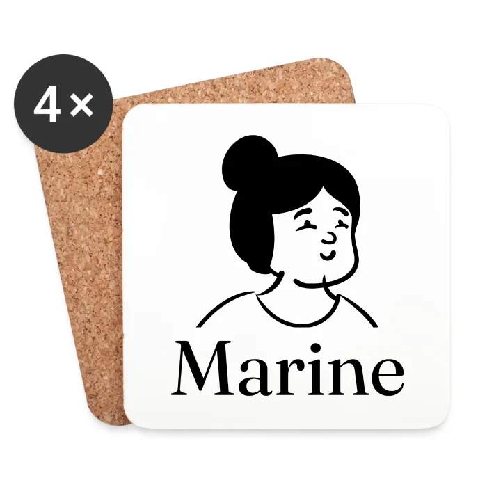 Lot de dessous de verre personnalisés au prénom Marine