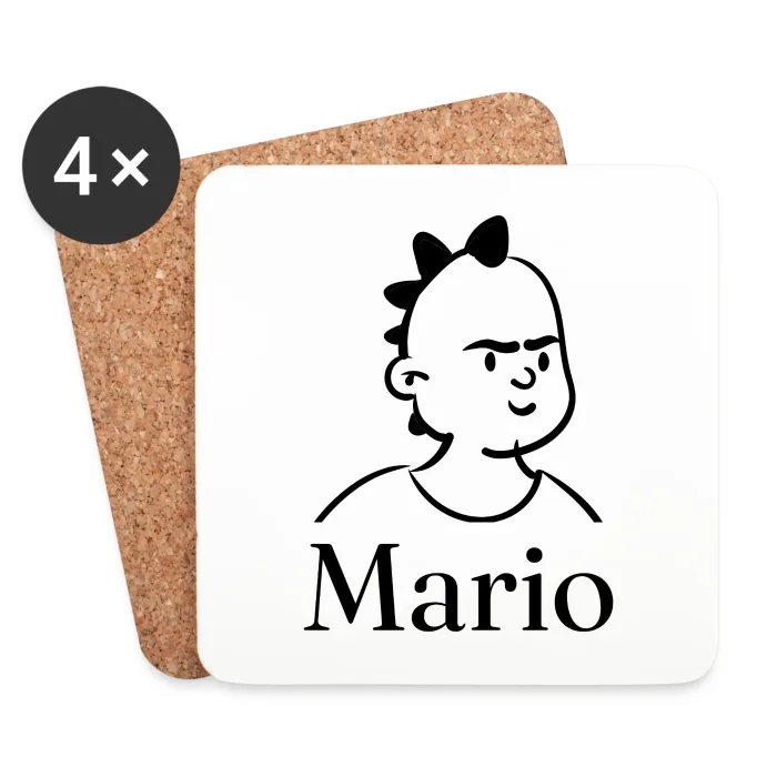 Lot de dessous de verre personnalisés au prénom Mario