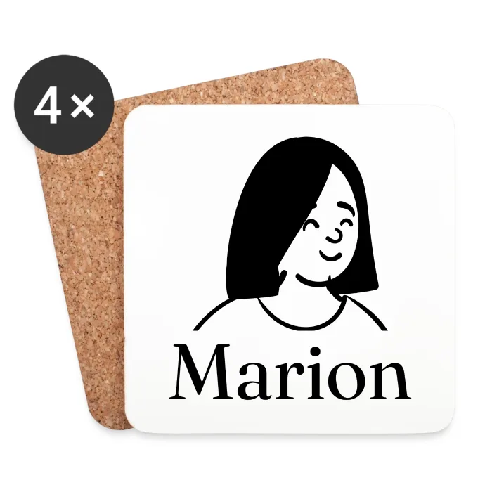 Lot de dessous de verre personnalisés au prénom Marion