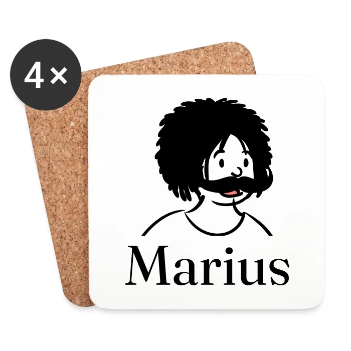 Lot de dessous de verre personnalisés au prénom Marius
