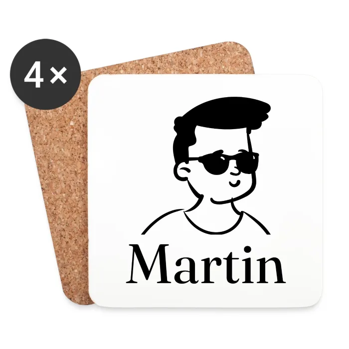 Lot de dessous de verre personnalisés au prénom Martin