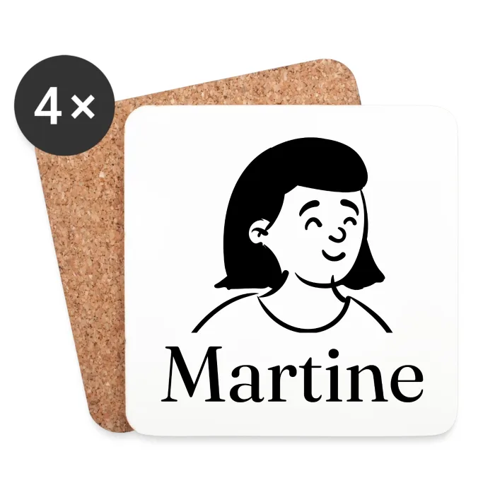 Lot de dessous de verre personnalisés au prénom Martine