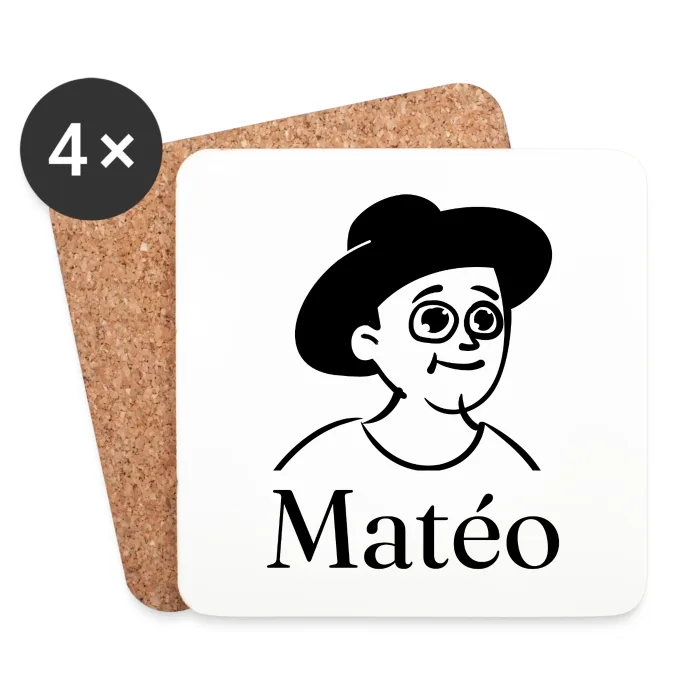 Lot de dessous de verre personnalisés au prénom Matéo