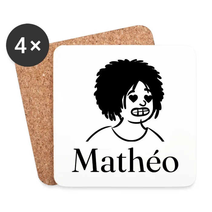 Lot de dessous de verre personnalisés au prénom Mathéo