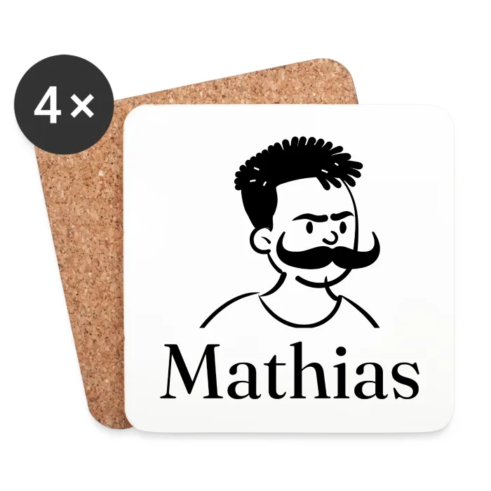 Lot de dessous de verre personnalisés au prénom Mathias
