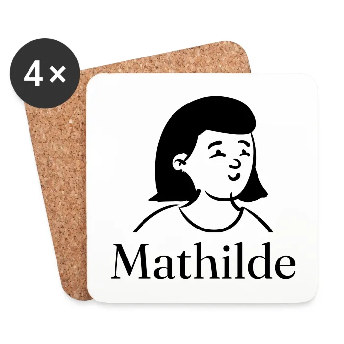 Lot de dessous de verre personnalisés au prénom Mathilde