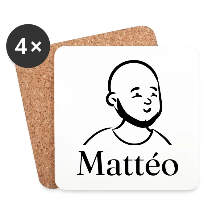 Lot de dessous de verre personnalisés au prénom Mattéo