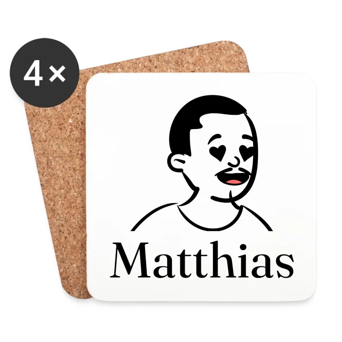 Lot de dessous de verre personnalisés au prénom Matthias