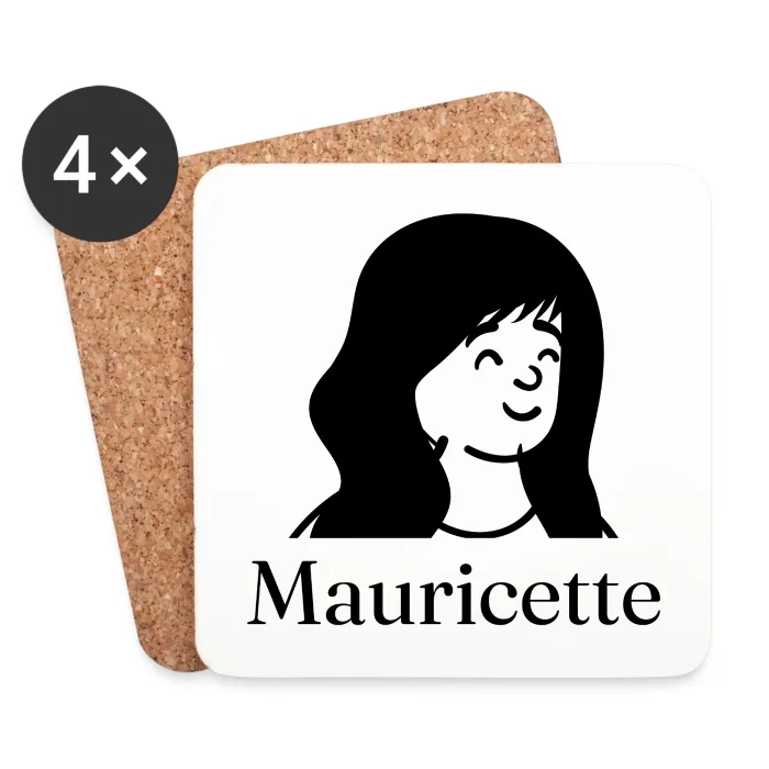 Lot de dessous de verre personnalisés au prénom Mauricette