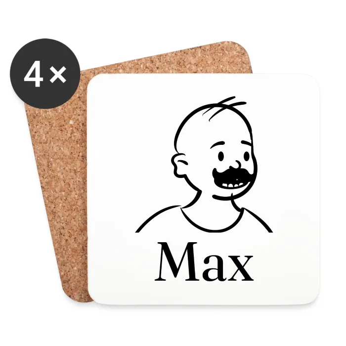 Lot de dessous de verre personnalisés au prénom Max