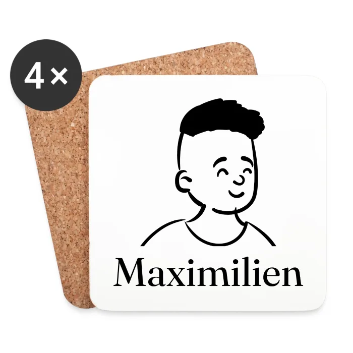 Lot de dessous de verre personnalisés au prénom Maximilien