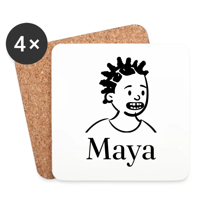 Lot de dessous de verre personnalisés au prénom Maya