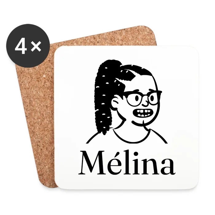 Lot de dessous de verre personnalisés au prénom Mélina