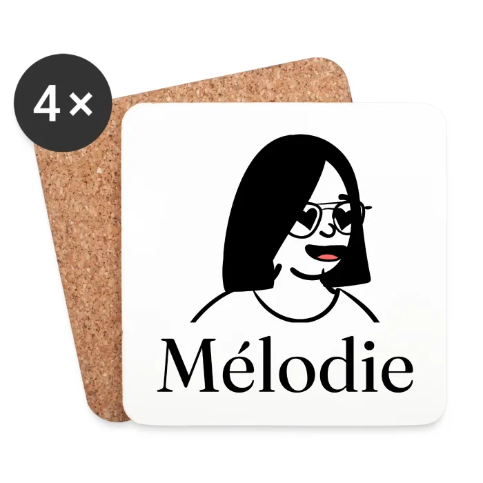 Lot de dessous de verre personnalisés au prénom Mélodie