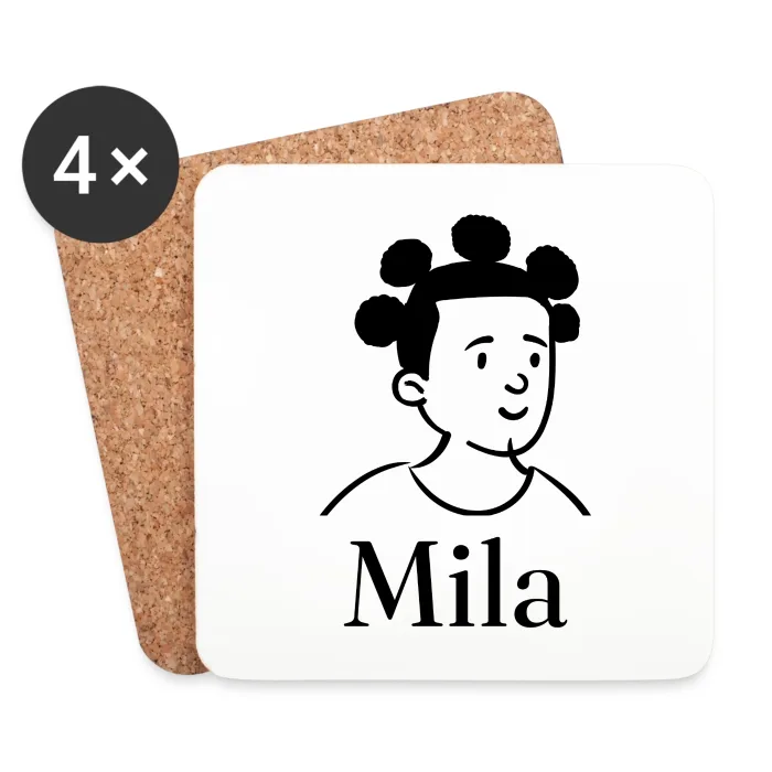 Lot de dessous de verre personnalisés au prénom Mila