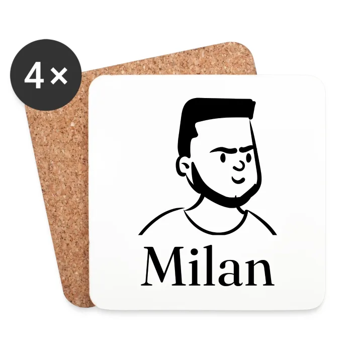 Lot de dessous de verre personnalisés au prénom Milan