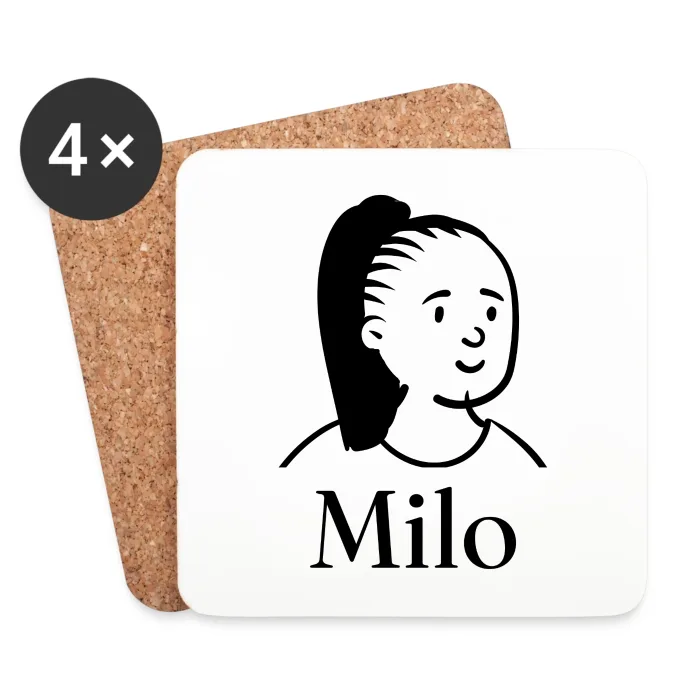 Lot de dessous de verre personnalisés au prénom Milo
