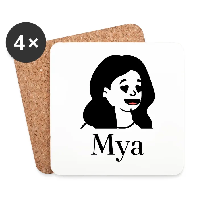 Lot de dessous de verre personnalisés au prénom Mya