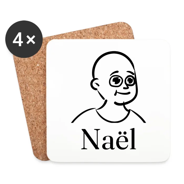 Lot de dessous de verre personnalisés au prénom Naël