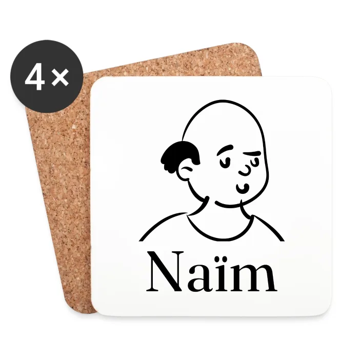 Lot de dessous de verre personnalisés au prénom Naïm