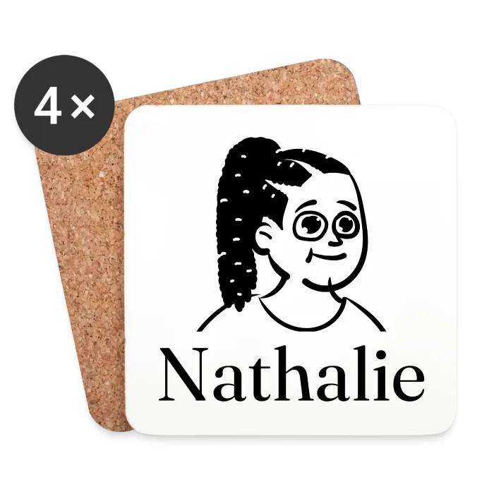 Lot de dessous de verre personnalisés au prénom Nathalie