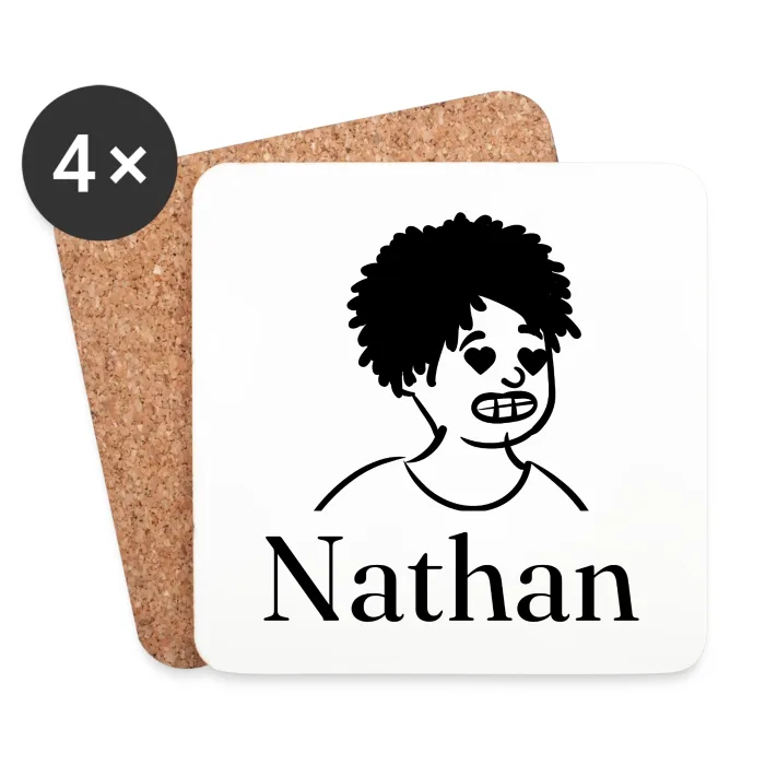 Lot de dessous de verre personnalisés au prénom Nathan