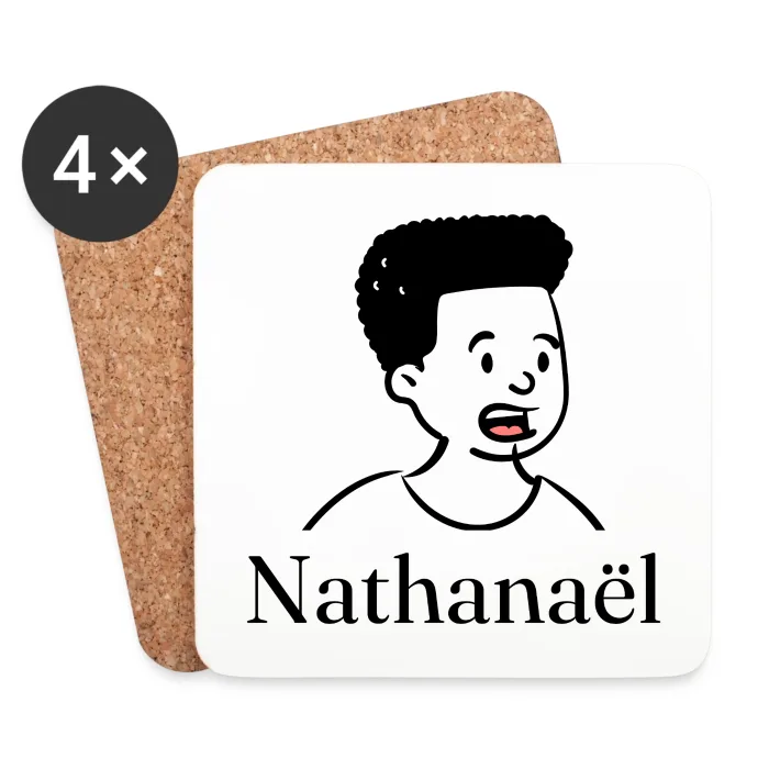 Lot de dessous de verre personnalisés au prénom Nathanaël