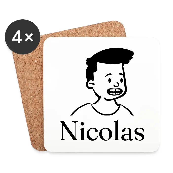 Lot de dessous de verre personnalisés au prénom Nicolas