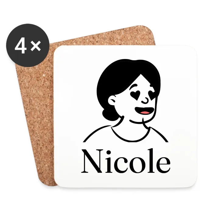 Lot de dessous de verre personnalisés au prénom Nicole