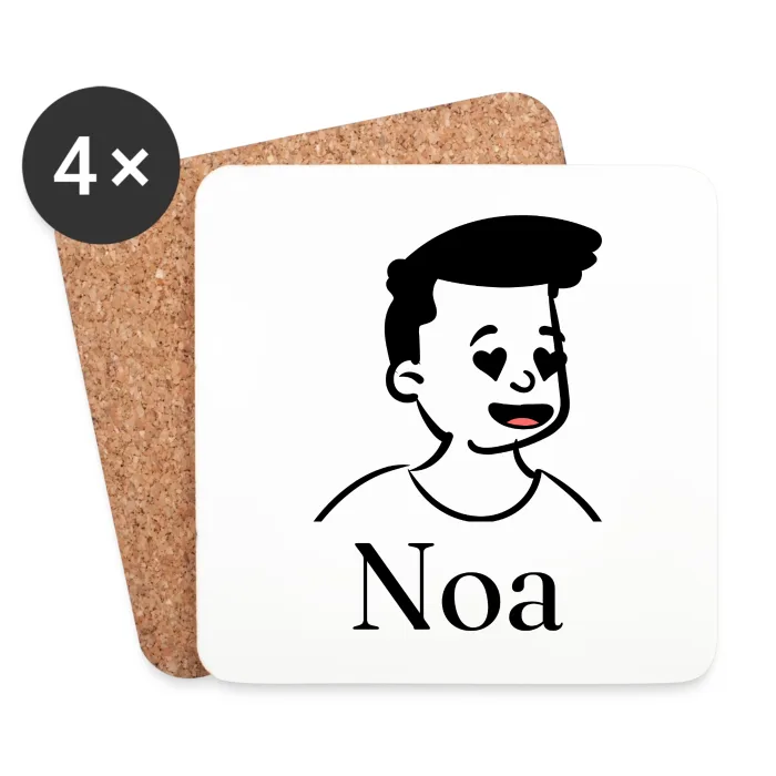 Lot de dessous de verre personnalisés au prénom Noa
