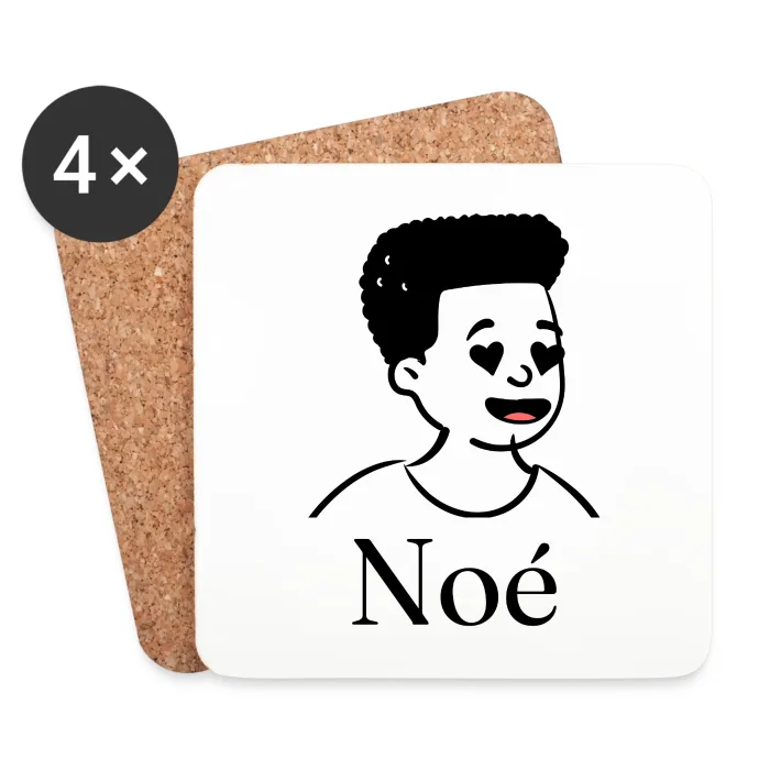 Lot de dessous de verre personnalisés au prénom Noé