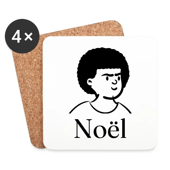 Lot de dessous de verre personnalisés au prénom Noël