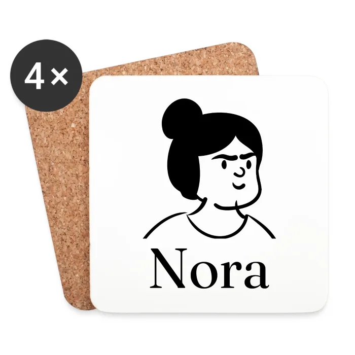Lot de dessous de verre personnalisés au prénom Nora