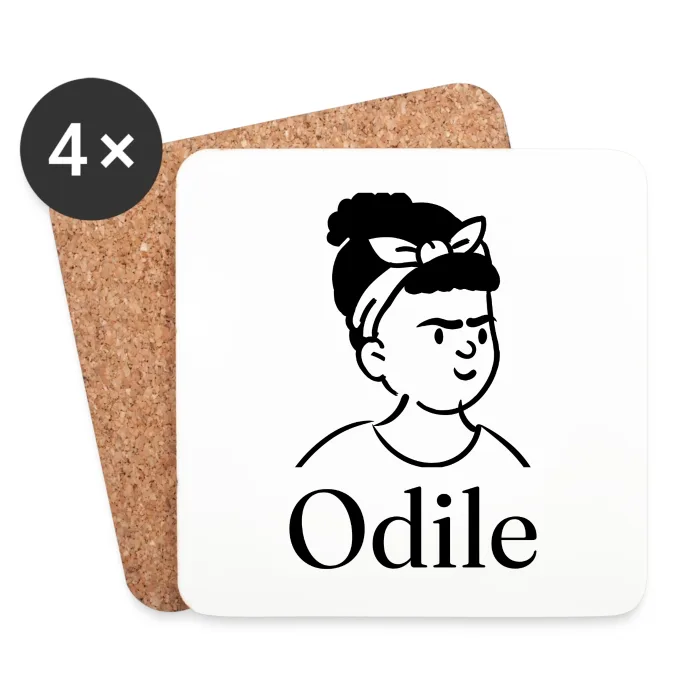 Lot de dessous de verre personnalisés au prénom Odile