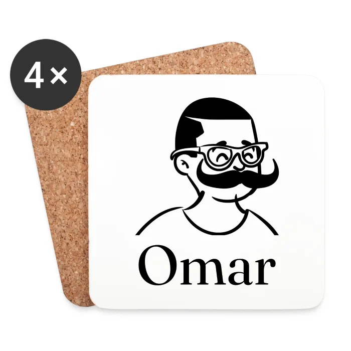 Lot de dessous de verre personnalisés au prénom Omar
