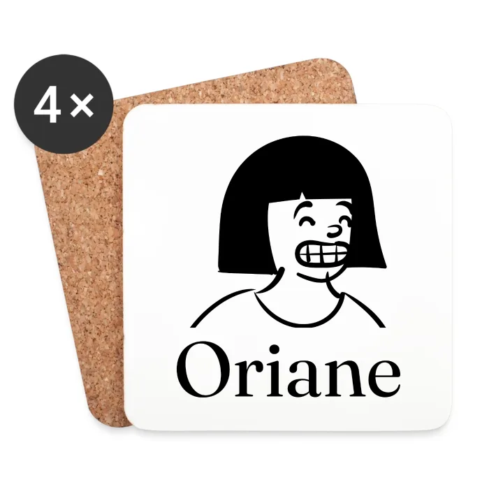 Lot de dessous de verre personnalisés au prénom Oriane