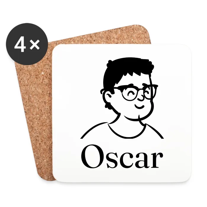 Lot de dessous de verre personnalisés au prénom Oscar
