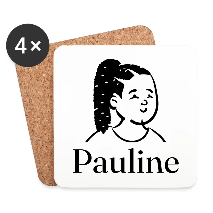 Lot de dessous de verre personnalisés au prénom Pauline
