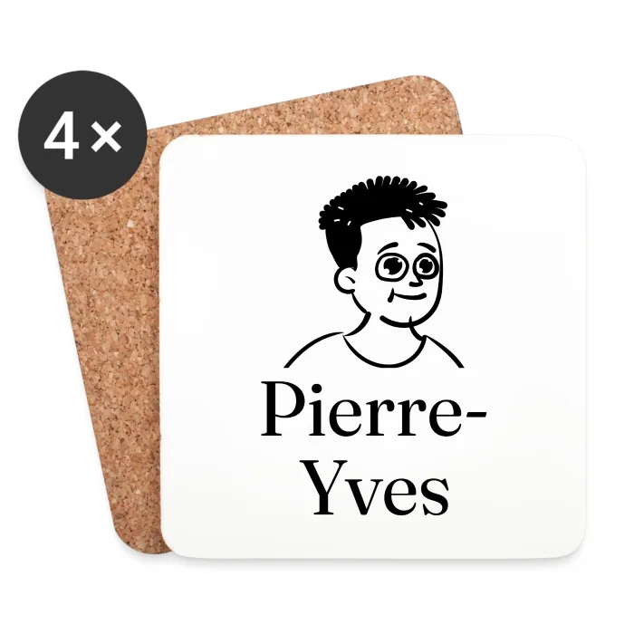 Lot de dessous de verre personnalisés au prénom Pierre-Yves