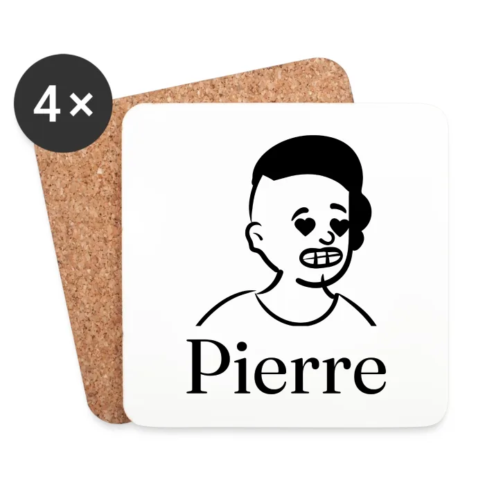 Lot de dessous de verre personnalisés au prénom Pierre