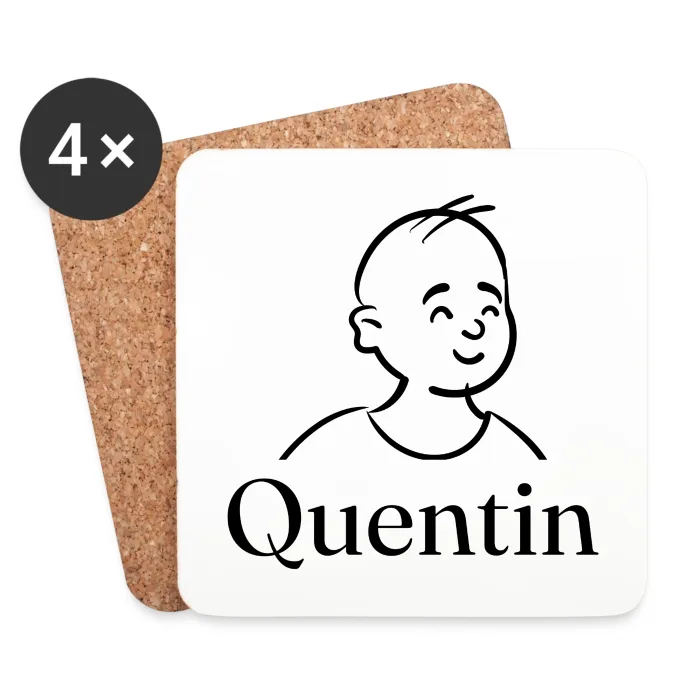 Lot de dessous de verre personnalisés au prénom Quentin