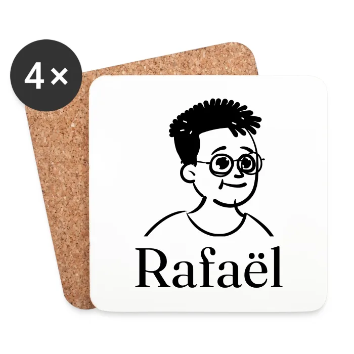 Lot de dessous de verre personnalisés au prénom Rafaël
